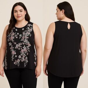 Workshop Republic Clothing Black Floral Tank Top